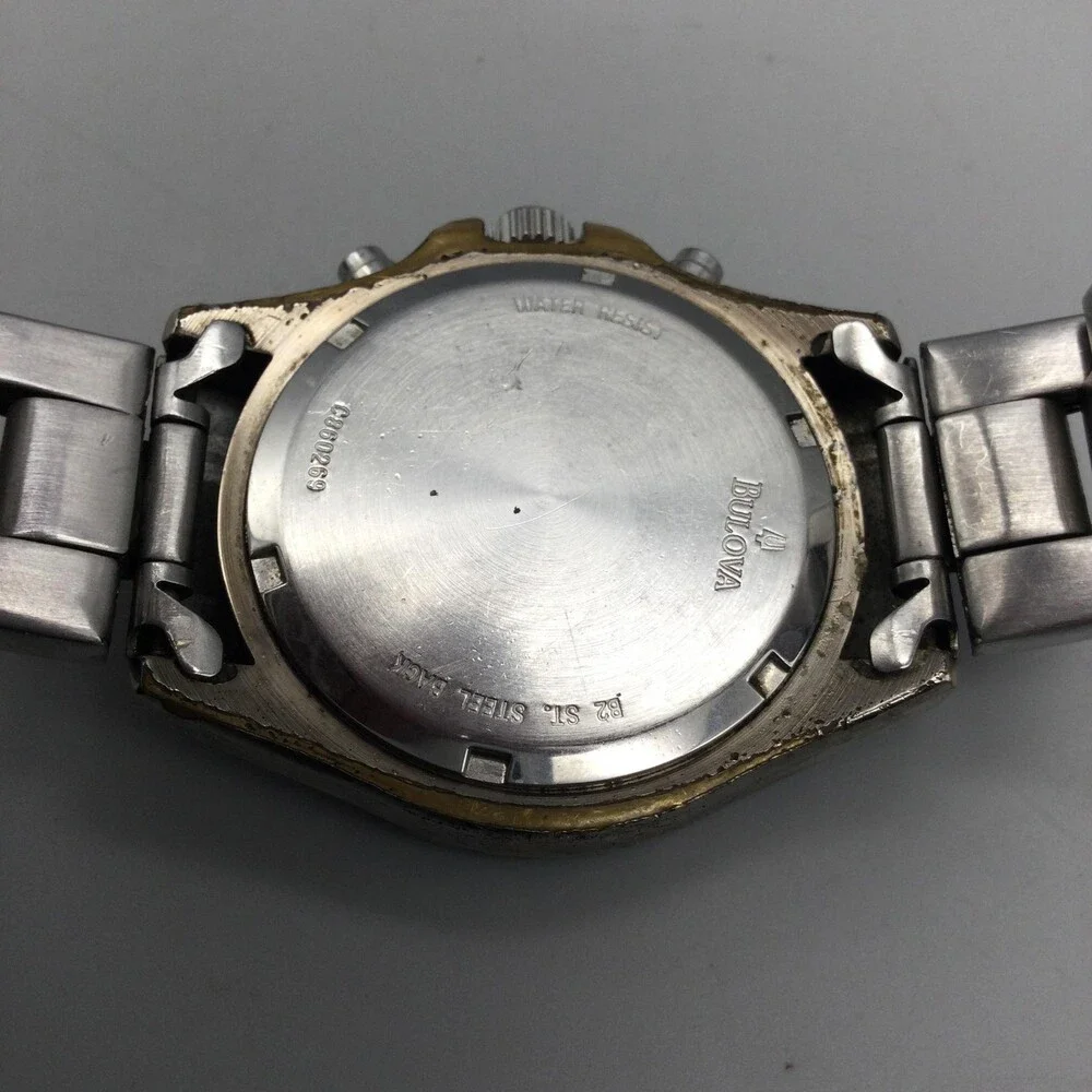 Caravelle By Bulova Mens Watch 39mm Blue Dial Chronograph New Battery 8.25